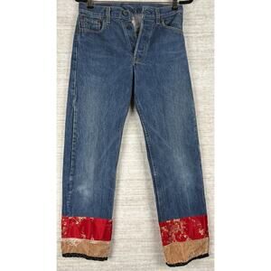 VTG Bella Dahl 90s Levis 501xx Silk Patched Jeans Mid Wash made In USA Size 28